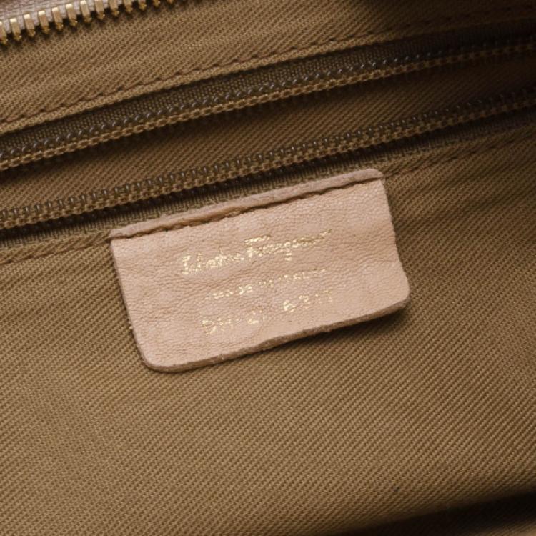 Pre Owned Salvatore Ferragamo Beige Leather Marisa Satchel 