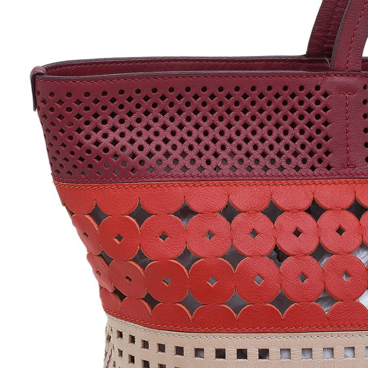 مملوكة مسبقًا Salvatore Ferragamo Multicolor Leather Laser Cut Shopper Tote