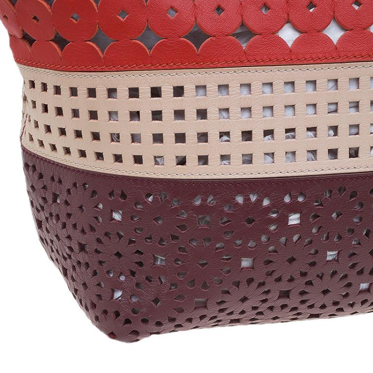 مملوكة مسبقًا Salvatore Ferragamo Multicolor Leather Laser Cut Shopper Tote