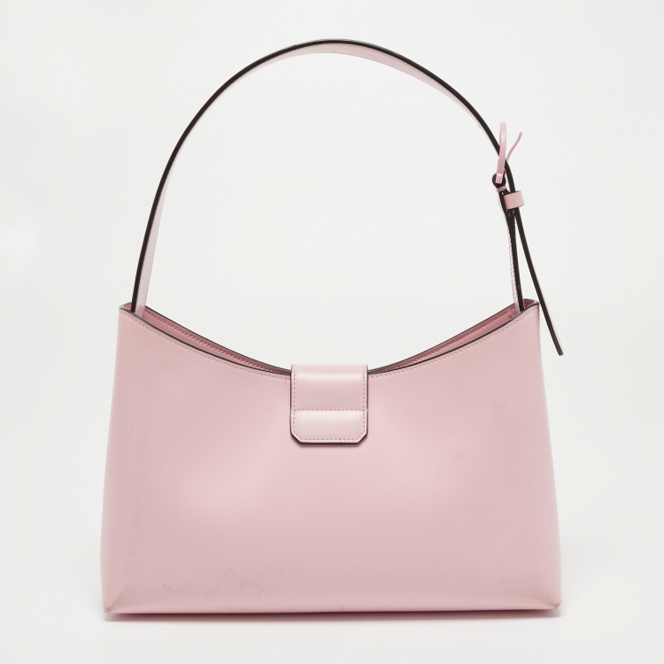 Pre Owned Salvatore Ferragamo Light Pink Leather Trifolio Shoulder Bag