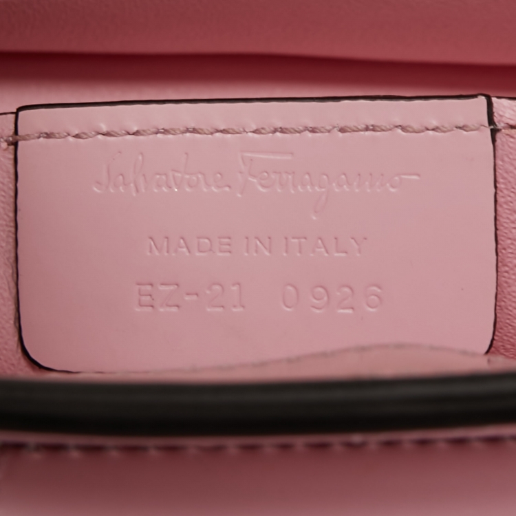 Pre Owned Salvatore Ferragamo Light Pink Leather Trifolio Shoulder Bag