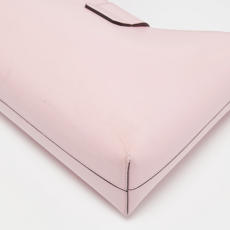Pre Owned Salvatore Ferragamo Light Pink Leather Trifolio Shoulder Bag