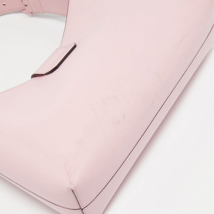 Pre Owned Salvatore Ferragamo Light Pink Leather Trifolio Shoulder Bag