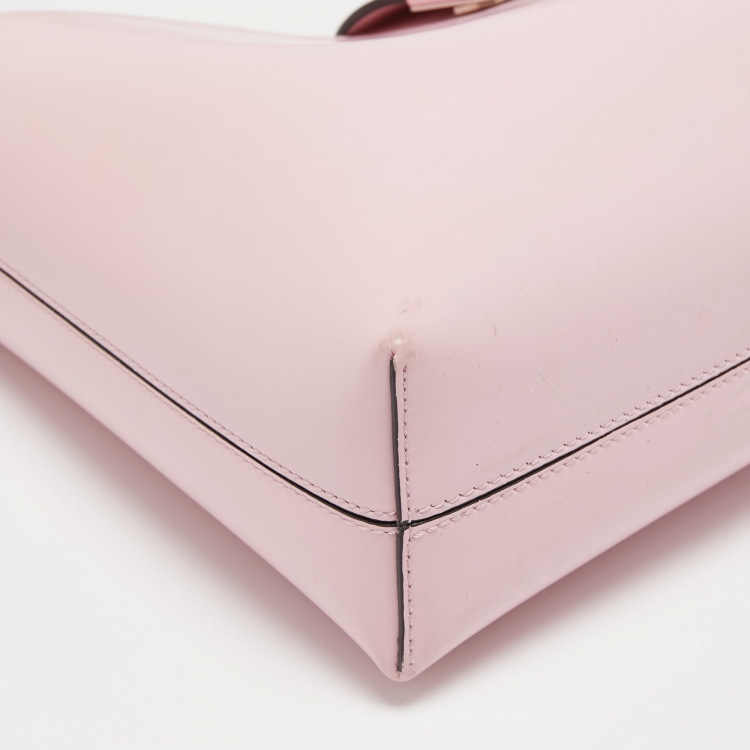 Pre Owned Salvatore Ferragamo Light Pink Leather Trifolio Shoulder Bag