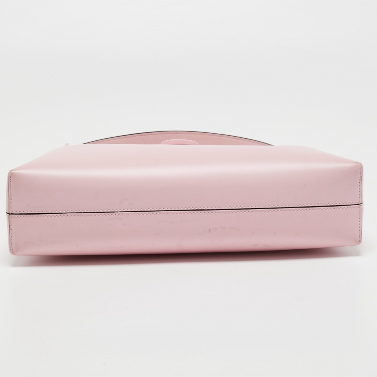 Pre Owned Salvatore Ferragamo Light Pink Leather Trifolio Shoulder Bag