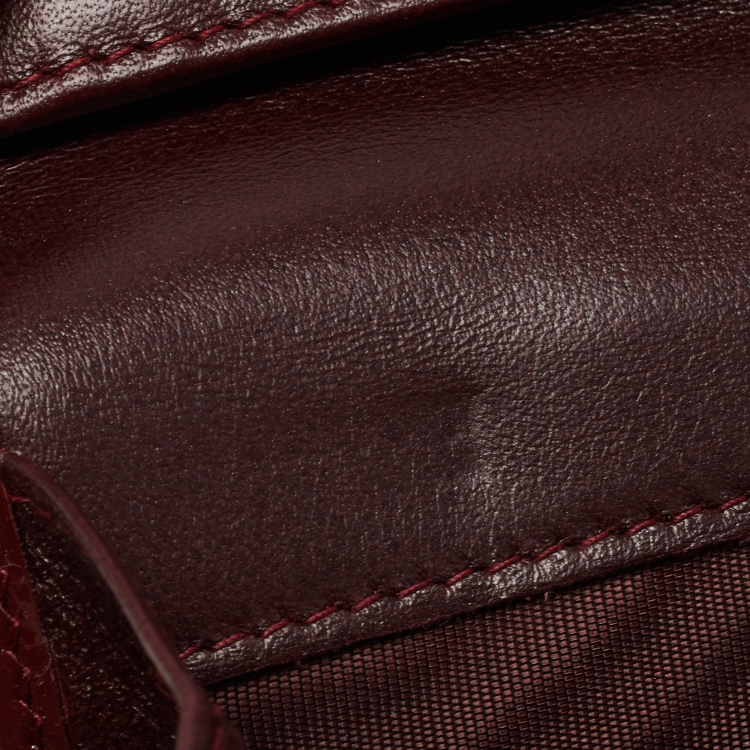 Pre Owned Salvatore Ferragamo Burgundy Patent Leather Vara Bow Continental Wallet