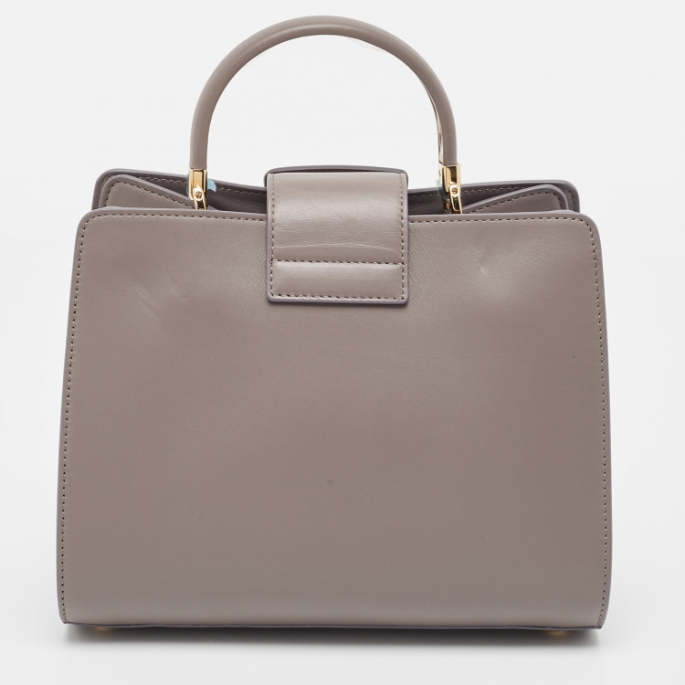 Pre Owned Salvatore Ferragamo Grey Leather Thalia Top Handle Bag