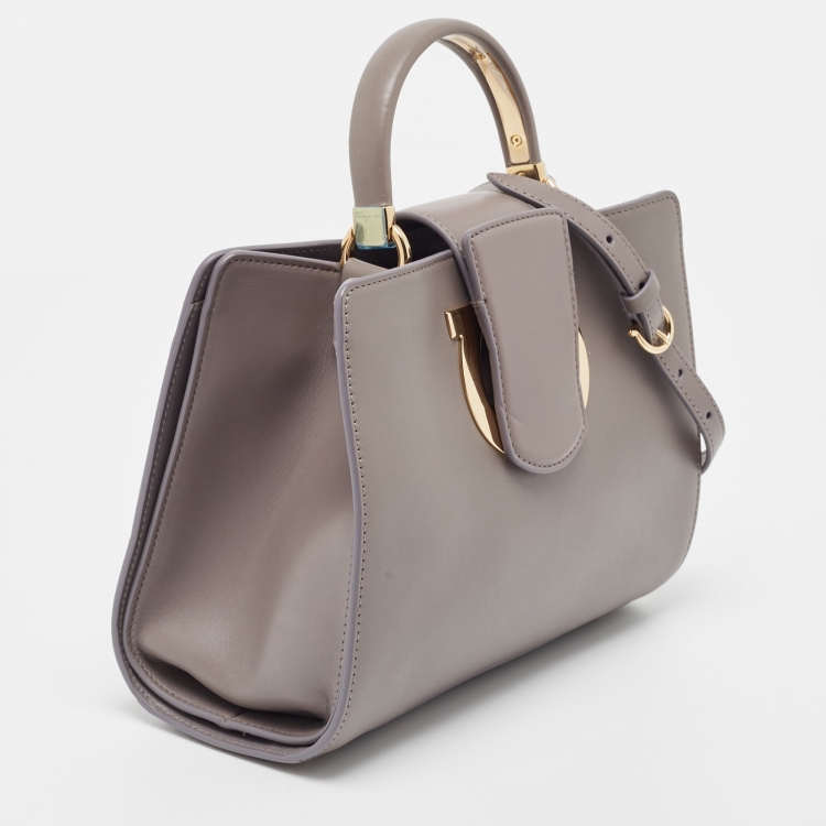 Pre Owned Salvatore Ferragamo Grey Leather Thalia Top Handle Bag