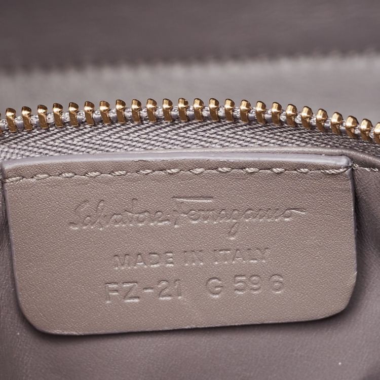 Pre Owned Salvatore Ferragamo Grey Leather Thalia Top Handle Bag