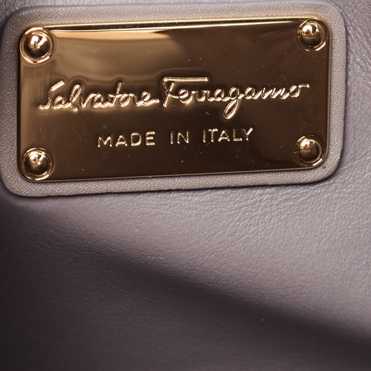 Pre Owned Salvatore Ferragamo Grey Leather Thalia Top Handle Bag