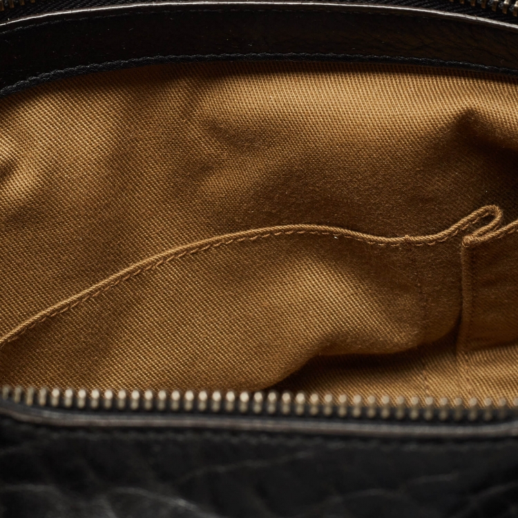Pre Owned Salvatore Ferragamo Black Pebbled Leather Satchel