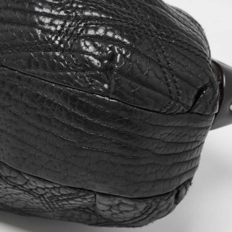 Pre Owned Salvatore Ferragamo Black Pebbled Leather Satchel