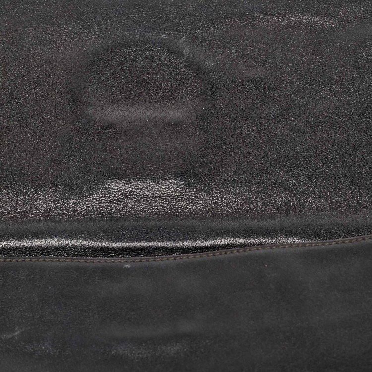 Pre Owned Salvatore Ferragamo Black Leather Oversized Gancini Clutch