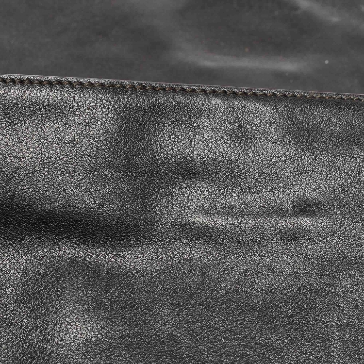 Pre Owned Salvatore Ferragamo Black Leather Oversized Gancini Clutch