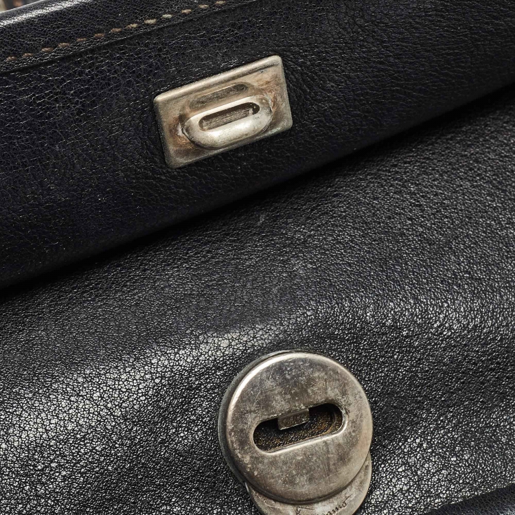 Pre Owned Salvatore Ferragamo Black Leather Oversized Gancini Clutch