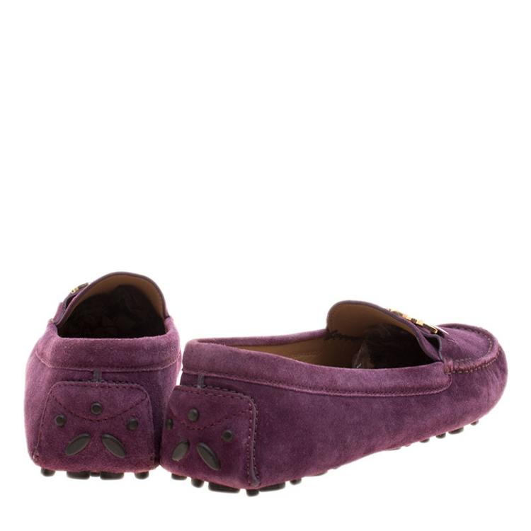 مملوكة مسبقًا Salvatore Ferragamo Purple Suede Saba Loafers Size 38