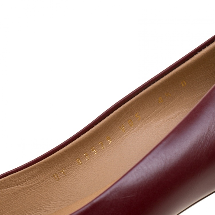 مملوكة مسبقًا Salvatore Ferragamo Burgundy Leather Varina Ballet Flats Size 35