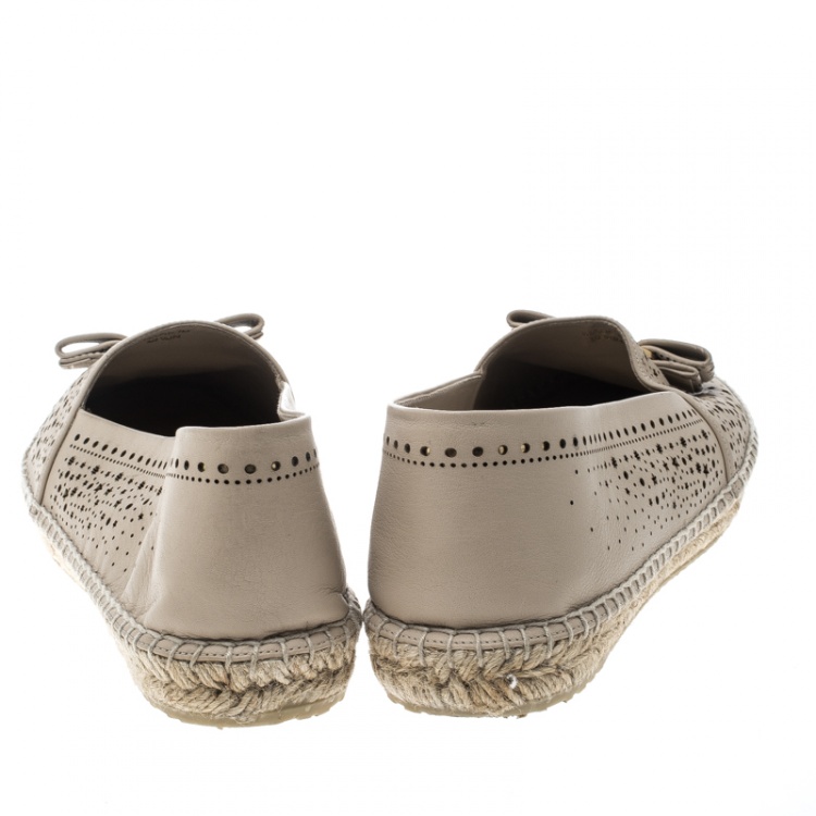 Pre Owned Salvatore Ferragamo Beige Leather Galaxy Espadrilles Size 40.5