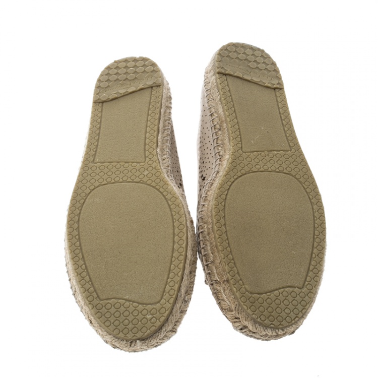 Pre Owned Salvatore Ferragamo Beige Leather Galaxy Espadrilles Size 40.5