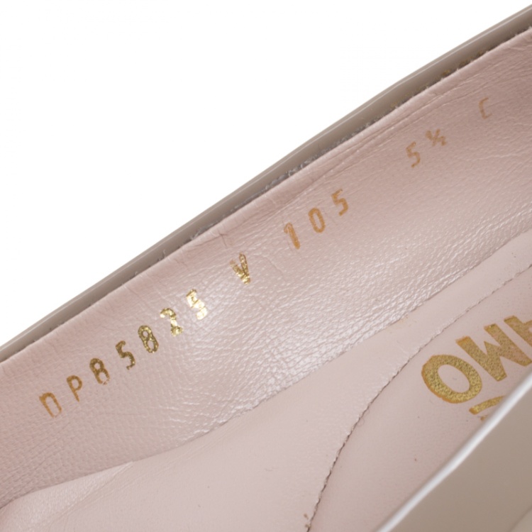 Pre Owned Salvatore Ferragamo Beige Patent Leather Varina Ballet Flats Size 36