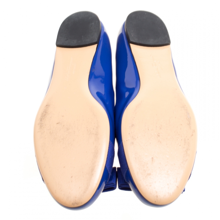 Pre Owned Salvatore Ferragamo Blue Patent Leather Varina Ballet Flats Size 39