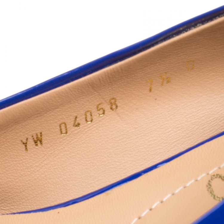 Pre Owned Salvatore Ferragamo Blue Patent Leather Varina Ballet Flats Size 39