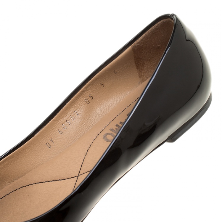 Pre Owned Salvatore Ferragamo Black Patent Leather Varina Ballet Flats Size 35.5