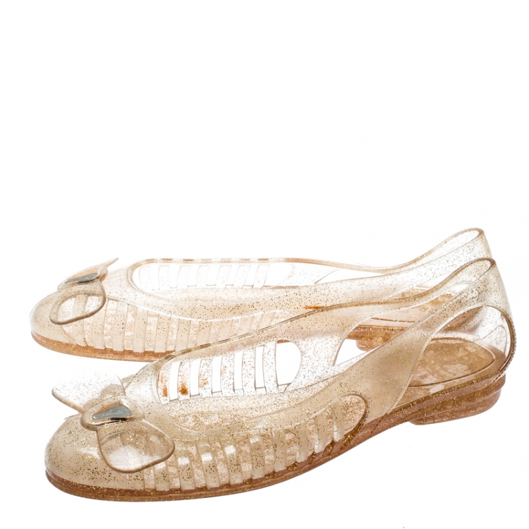 glitter jelly flats