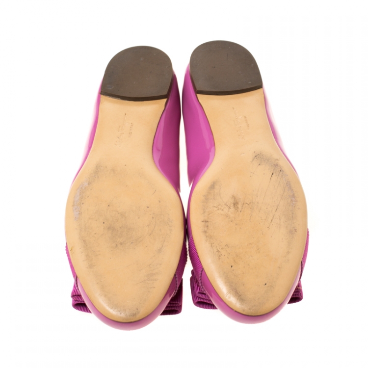 Pre Owned Salvatore Ferragamo Pink Patent Leather Varina Ballet Flats Size 36.5