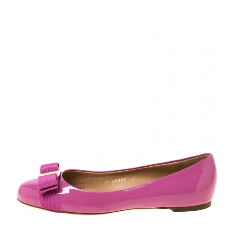 Pre Owned Salvatore Ferragamo Pink Patent Leather Varina Ballet Flats Size 36.5