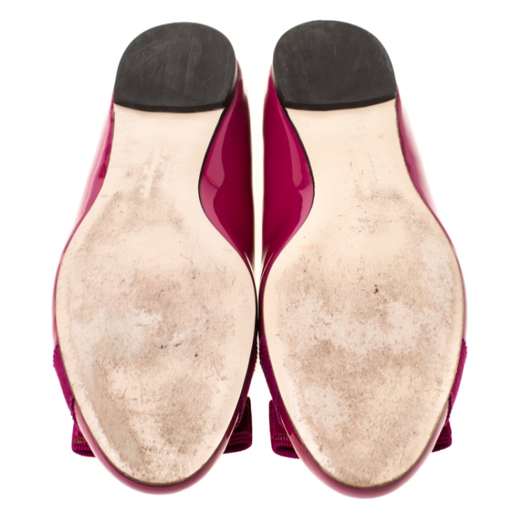Pre Owned Salvatore Ferragamo Pink Patent Leather Varina Ballet Flats Size 37