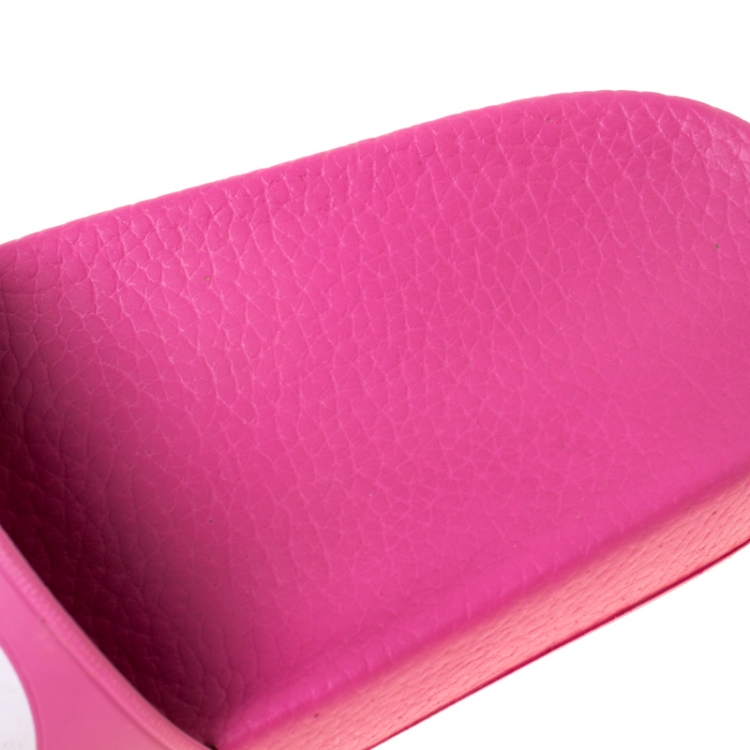 Pre Owned Salvatore Ferragamo Pink Rubber Pool Slides Size 35.5