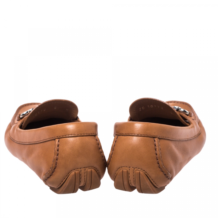 Pre Owned Salvatore Ferragamo Brown Leather Gancio Bit Loafers Size 35.5