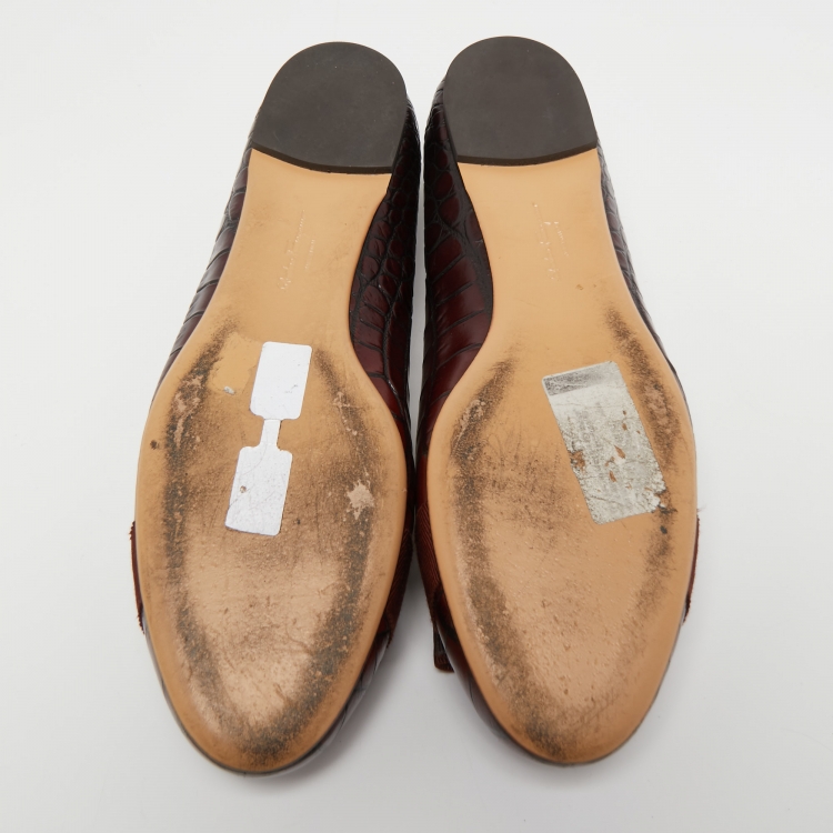 Pre Owned Salvatore Ferragamo Two Tone Alligator Leather Varina Ballet Flats Size 40