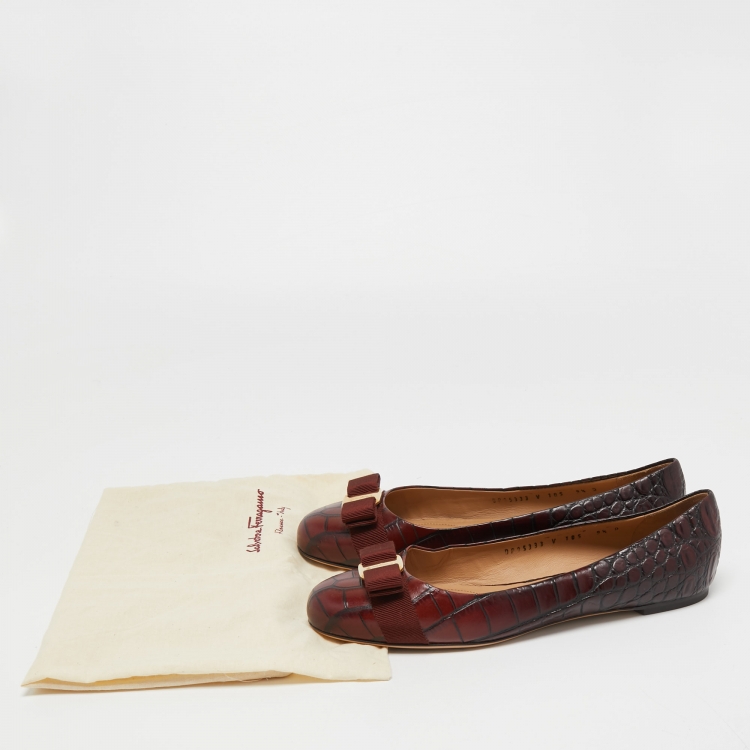 Pre Owned Salvatore Ferragamo Two Tone Alligator Leather Varina Ballet Flats Size 40