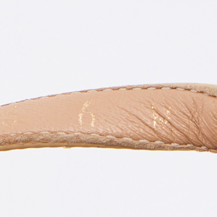 Pre Owned Salvatore Ferragamo Beige Patent Leather Thong Flats Sandals Size 36.5