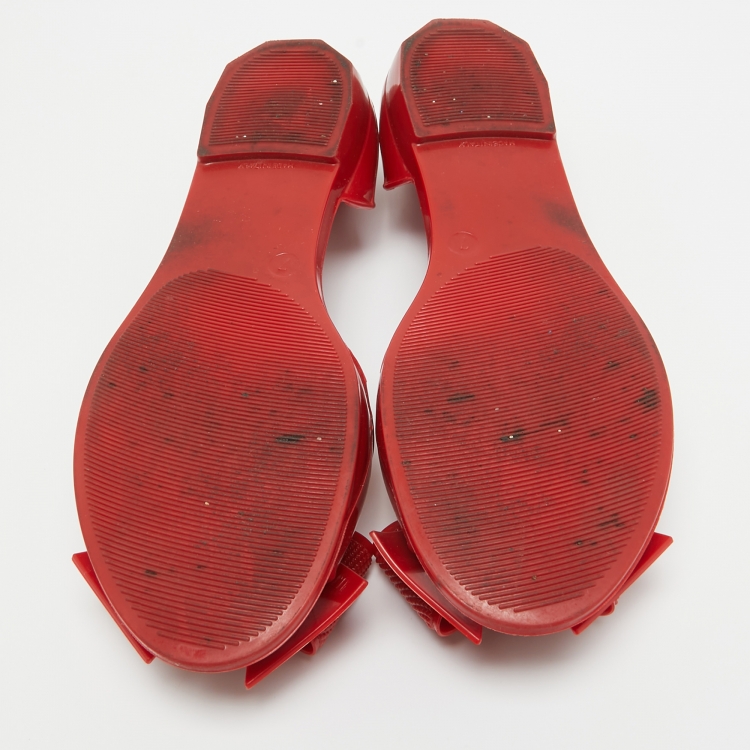Pre Owned Salvatore Ferragamo Red Jelly Barbados Ballet Flats Size 37.5