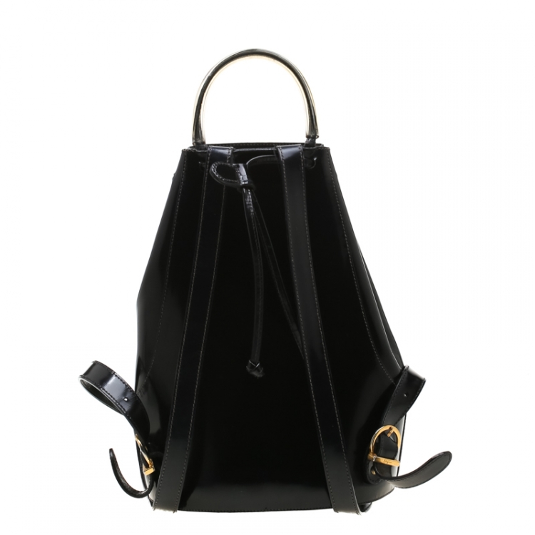 Pre Owned Salvatore Ferragamo Black Patent Leather Backpack