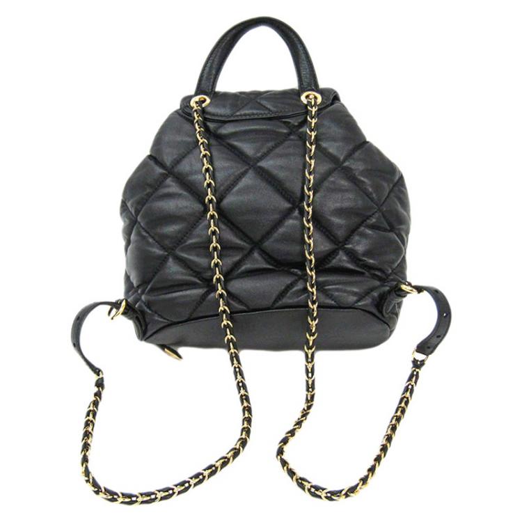 Pre Owned Salvatore Ferragamo Black Quilted Leather Vara Backpack