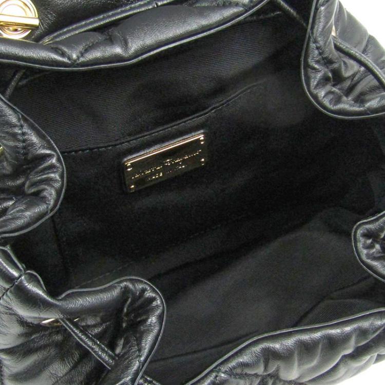 Pre Owned Salvatore Ferragamo Black Quilted Leather Vara Backpack