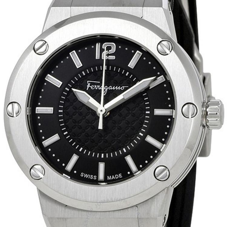 Pre Owned Salvatore Ferragamo Black Stainless Steel F-80 Women's Wristwatch 33MM