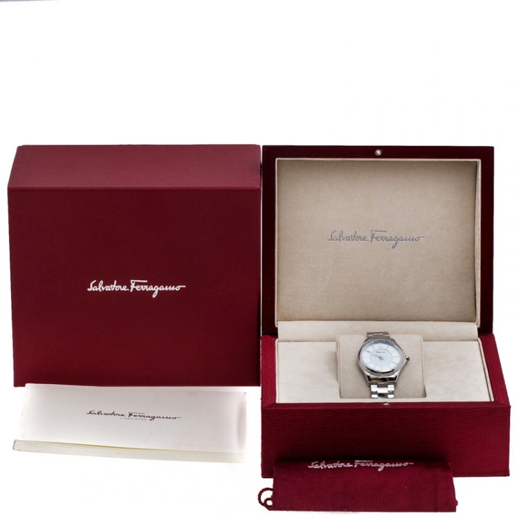Pre Owned Salvatore Ferragamo Blue Stainless Steel FFV040016 Women's Wristwatch 33 mm