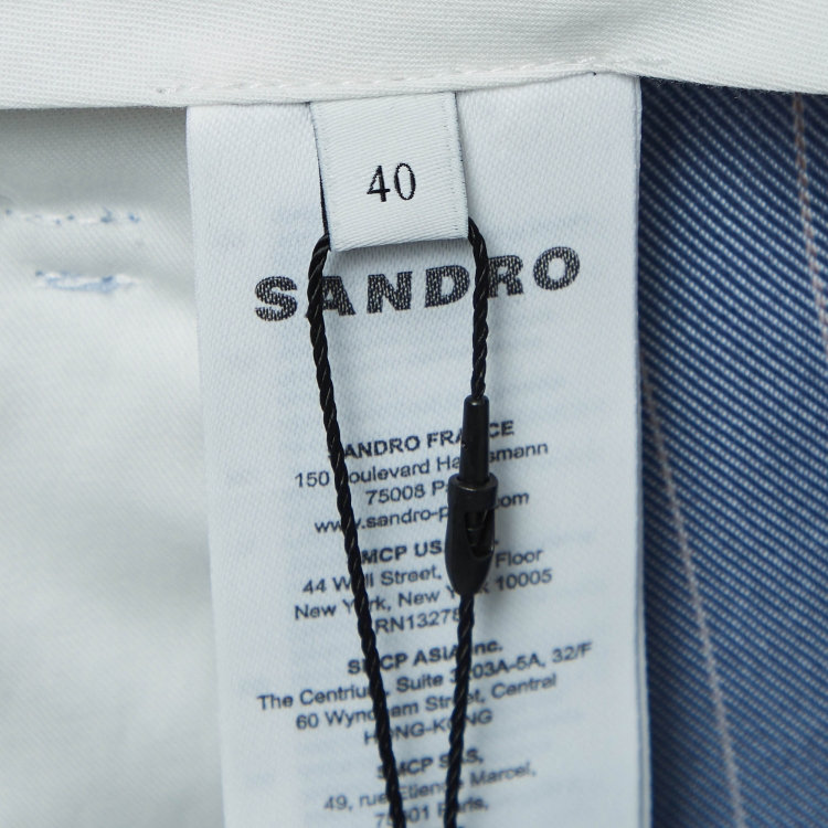 Pre Owned Sandro Blue Pinstripe Blazer and Shorts (XL/L)