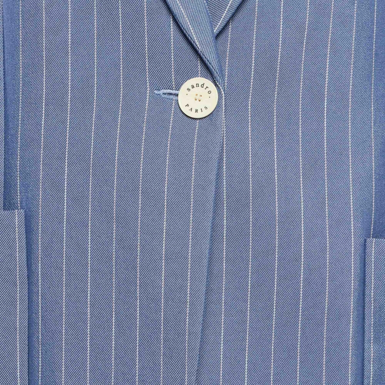 Pre Owned Sandro Blue Pinstripe Blazer and Shorts (XL/L)