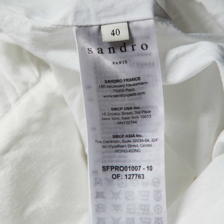 Pre Owned Sandro White Embroidered Lace Midi Dress L