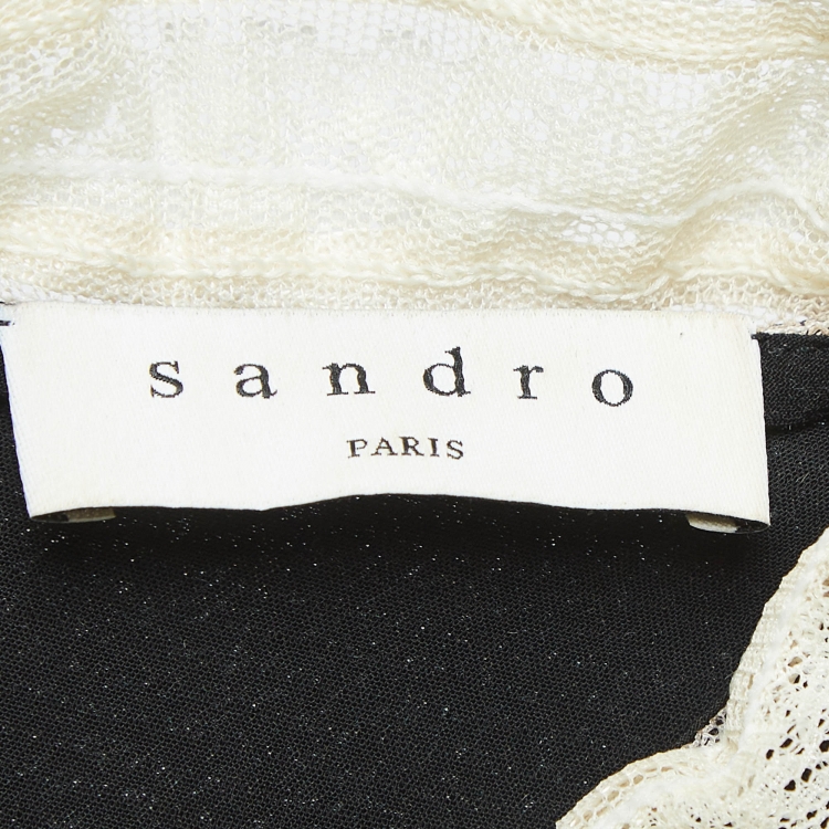 Pre Owned Sandro Black Crepe Lace Trimmed Mini Dress M