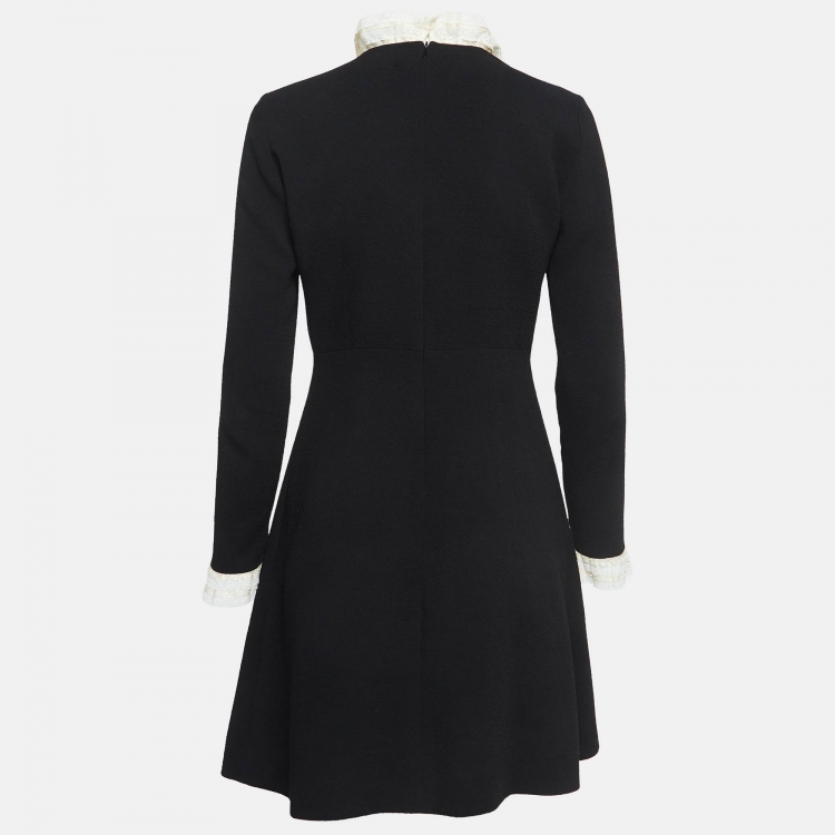 Pre Owned Sandro Black Crepe Lace Trimmed Mini Dress M