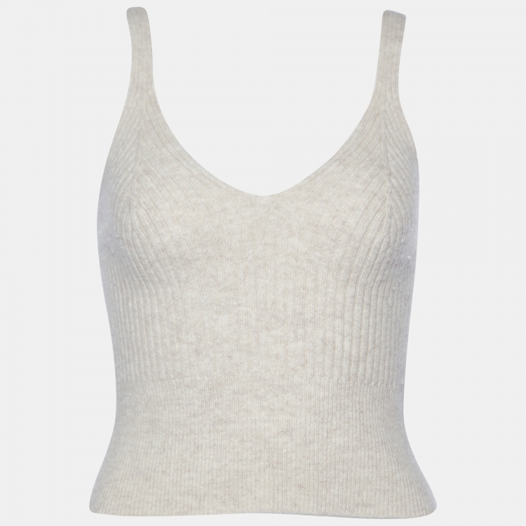 Pre Owned Sandro Beige Wool V-Neck Tank Top S
