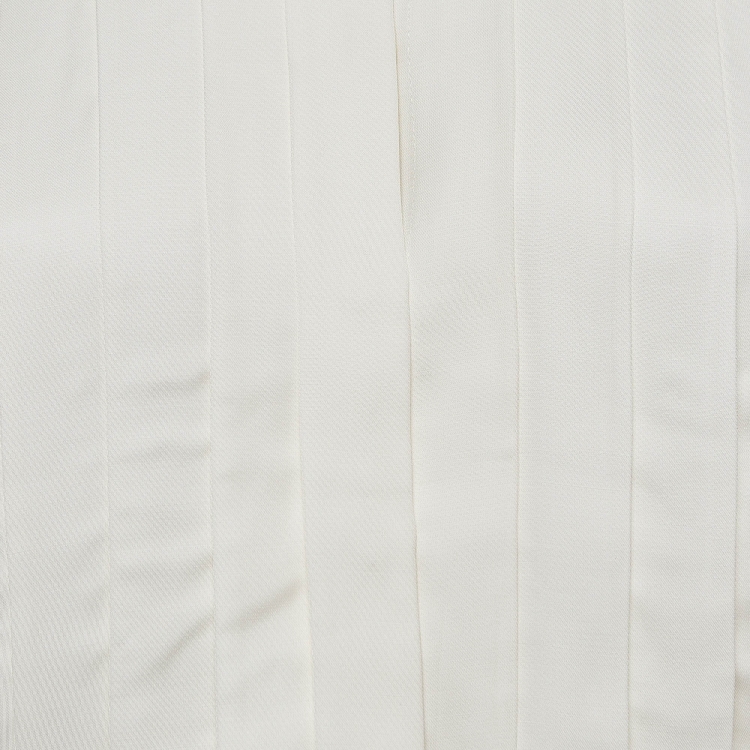 Pre Owned Sandro Off-White Satin Pleated Blouse S 