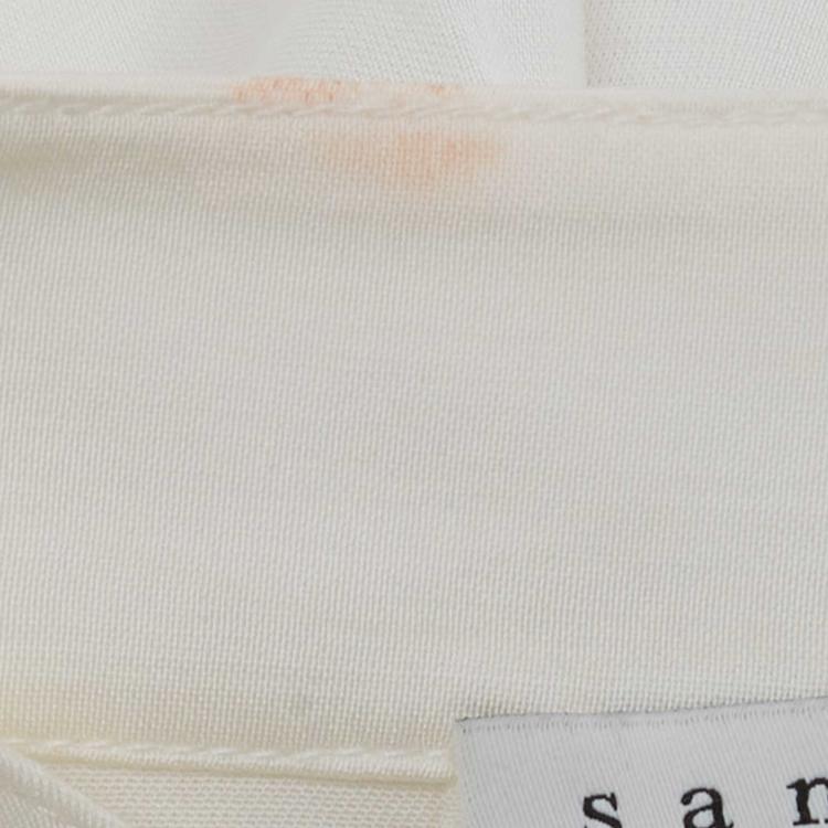 Pre Owned Sandro Off-White Satin Pleated Blouse S 